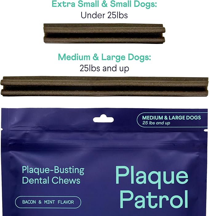 Finn Plaque Patrol Dental Chews | Triple-Action Defense Against Plaque, Tartar, and Bad Breath | for Medium/Large Dogs, 25+ lbs