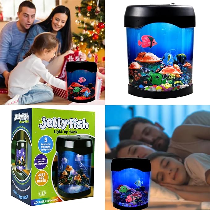 Fish Lamp,Mini Aquarium Tank Decorative Lamp with 6 Color Changing,LED Aquarium Sensory Night Light with 3 Fake Moving Fish,Table Lamp for Home Office Desktop Decor,Gifts for Kids and Adults