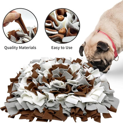 Pet Snuffle Mat for Dogs, Dog Feeding Mat, Nosework Training Mats for Foraging Instinct Interactive Puzzle Toys (Brown&Gray&White)