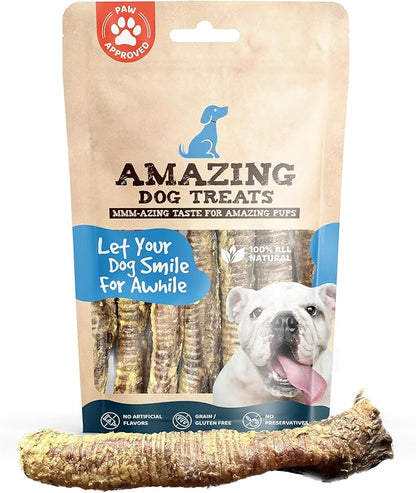 Amazing Dog Treats - Lamb Trachea (18-20 Count - 10 oz) - Trachea Dog Chews - Natural Source of Glucosamine & Chondroitin for Dogs - Lamb Dog Treats