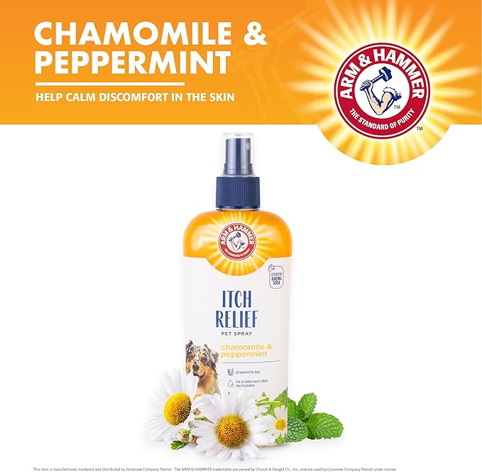 Arm & Hammer for Pets Itch Relief Spray for Dogs - Dog Itch Relief with Baking Soda Chamomile & Peppermint Scent - Professional Dog Skin Care Spray - Anti Itch Spray for Dog, Itchy Dog Skin Relief 8oz