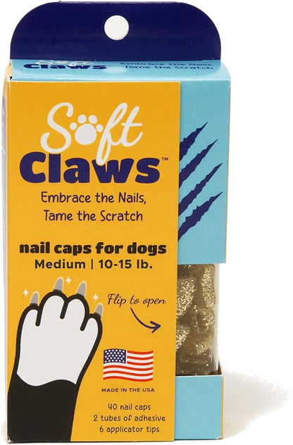 Soft Claws Canine Dog and Cat Nail Caps Take Home Kit, Medium, Sparkle Gold