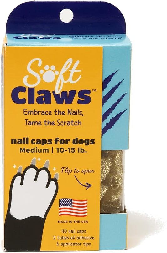 Soft Claws Canine Dog and Cat Nail Caps Take Home Kit, Medium, Sparkle Gold