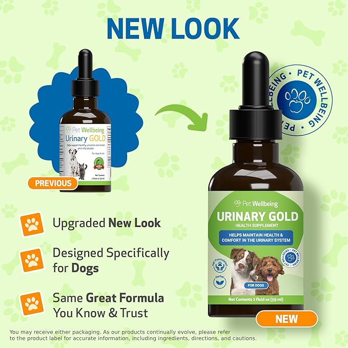 Pet Wellbeing Urinary Gold for Dogs - Vet-Formulated Multi-Herb Urinary Tract Support - Bladder Health & Urinary System Wellness - Natural Dog Supplement - Liquid Formula 2 oz (59ml)