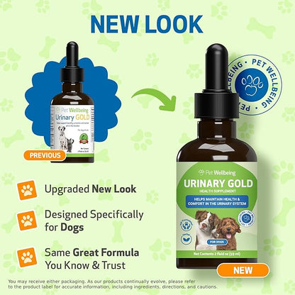 Pet Wellbeing Urinary Gold for Dogs - Vet-Formulated Multi-Herb Urinary Tract Support - Bladder Health & Urinary System Wellness - Natural Dog Supplement - Liquid Formula 2 oz (59ml)