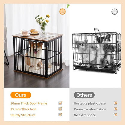 Made4Pets Dog Crate Furniture Dog Kennel Indoor Decorative Wood Dog Cage, 25”L x 18.6”W x 22.9”H, Brown