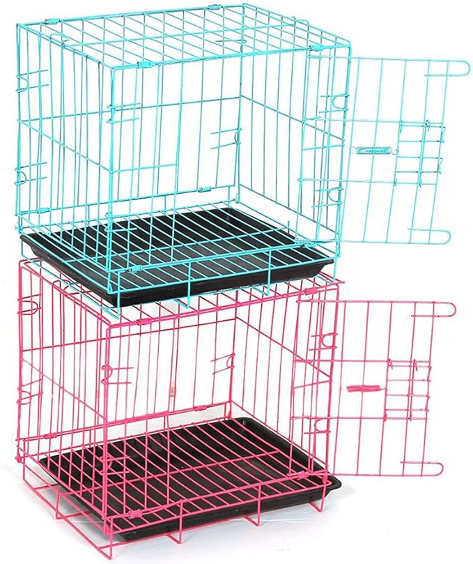 Large Dog Crate Pet Folding Cage Collapsible Dog Cage Indoor Outdoor Dog Crate Small Metal Wire Dog Crate with Leak- Pan Portable Pet Cage for Puppy Cat Rabbit Dog Kennel
