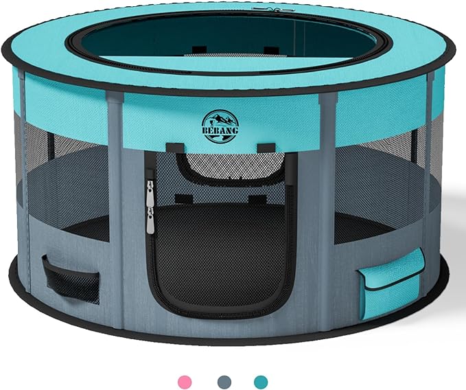 Dog Playpen Puppy Play Pen Indoors Pet Crate Small Dog Cage Portable Foldable Cat Kennel for Kitten Hamster Rabbit Bunny Guinea Pig with Collapsible Food Bowl Carrying Case