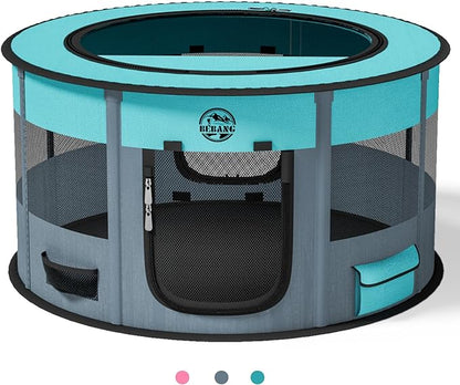 Dog Playpen Puppy Play Pen Indoors Pet Crate Small Dog Cage Portable Foldable Cat Kennel for Kitten Hamster Rabbit Bunny Guinea Pig with Collapsible Food Bowl Carrying Case
