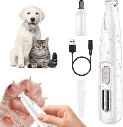 Dog Paw Trimmer with LED Light, 35dB Low Noise Pet Paw Trimmer for Dogs and Cats, Dog Clippers with18mm Widen Blade, Waterproof Grooming Shaver for Paws, Ears, Face, Eyes and Rump