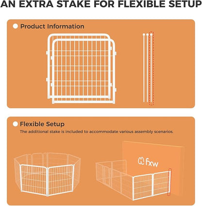 FXW Homeplus Dog Playpen for Indoor Use - Stress-Free and Safe Play, Heavy Duty 24 Inch 2 Panels Dog Pen for Puppies and Small Dogs, White_atented