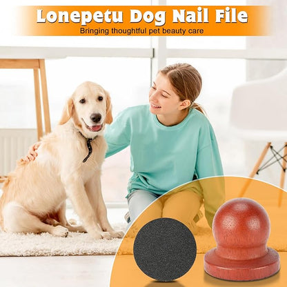 Dog Nail File, Portable Dog Nail Scratch Board, Solid Wood Pet Nail File with 4 PCS Sandpaper, Stress Free Dog Scratch Pad for Polishing Cat and Dog Nails