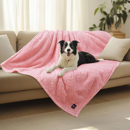 Luciphia Waterproof Pet Blanket for Medium Large Dogs Soft Cat Sherpa Calming Thick Cover Leakproof Cozy Puppy Sofa Bed Car Couch Protector(Pink,63x50 inches)
