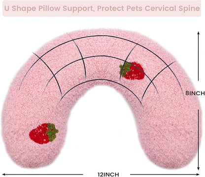 Cutated Dog Calming Pillow Dog Neck Pillow Cat Pillow for Indoor Small Pet Dogs and Cats (Pink)