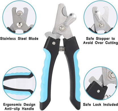 2 Pack Pet Nail Trimmer Clipper Set with 2 Nail Files, Dog Nail Clippers for Small, Large & Medium Dogs Cats Pet Toenail Clippers with Nail Files