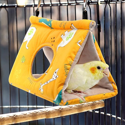 Rypet Winter Warm Bird Nest House - Hanging Hammock Velvet Shed Hut Cage Plush Fluffy Birds Hideaway Sleeping Bed Fuzzy for Parrot Parakeet Cockatiels Budgies Lovebird Smallï¼_ellowï¼