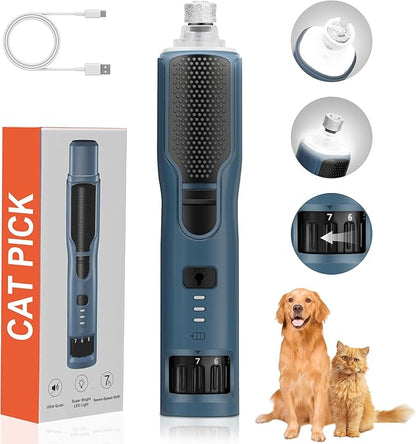 7-Speed 360° LED Strong Light Dog Nail Grinder Quiet Cat Nail Grinder Dog Nail Trimmers for Large Medium Small Dogs Cats Pets Claw Trimmer Quick Dog Nail Clipper