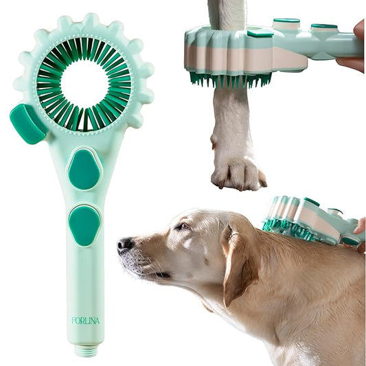 Forlina multi-functional dog shower attachment | one handed operation dog shampoo brush with low joint stress | Large