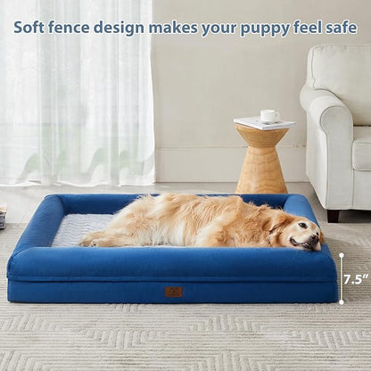 WNPETHOME Washable Dog Beds Large Sized Dog, XXXXL Dog Bed, Orthopedic Dog Sofa Bed with Removable & Waterproof Cover, Extra Large Dog Bed with Bolster Sides for Sleeping, Giant Dog Bed with Sides