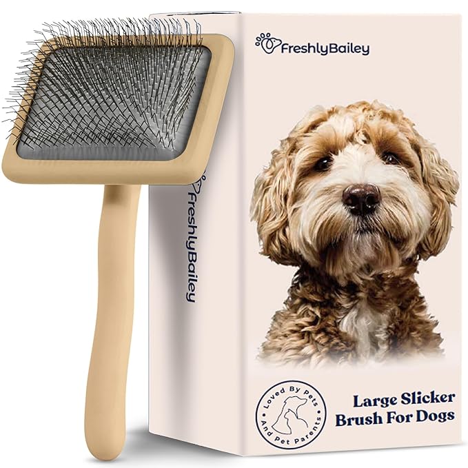 Doodle Slicker Dog Brush - Perfect For Goldendoodle & Poodle Hair Maintenance - Medium to Long Hair Breeds - Detangle, Brush, & Fluff Like a Pro - Goldendoodle Must Haves by Freshly Bailey