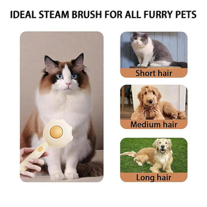 3-in-1 Steam Brush For Catsï¼_ndoor Dog Grooming Shedding Defur Combï¼_or Long And Short Haired Pets Spray Hair Removal Comb  Includes Cleaning Waterless Shampoo