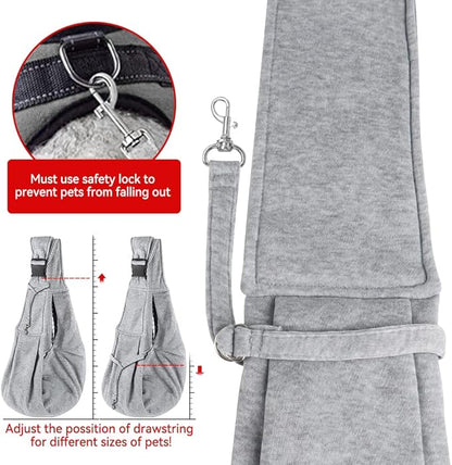 Dog Carrier Sling, Adjustable Shoulder Strap Dog Carriers for Small Dogs, Puppy Carrier Purse for Pet Cat with Front Zipper Pocket Safety Belt Machine Washable Holder