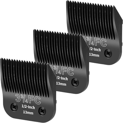 3 Pack 3-3/4FC Detachable Dog Grooming Steel Blades,Compatible with Andis,Oster A5,Wahl KM-10 Series,Cut Length 1/2" 13MM ï¼_lackï¼
