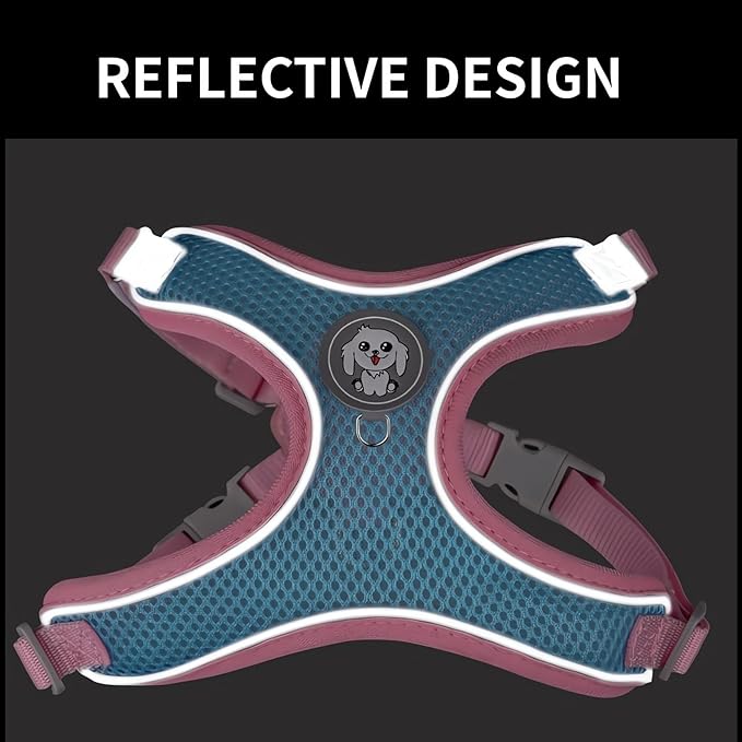 Dog Harness with Leash Set, No Pull Adjustable Reflective Step-in Puppy Harness with Thickened Padded Vest for Extra-Small/Small Medium Large Dogs and Cats (Grey, L)