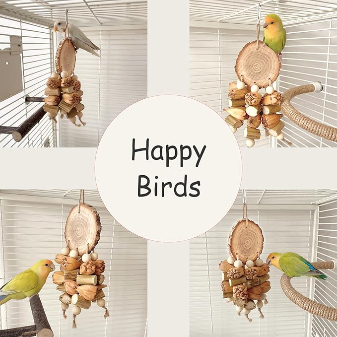 Natural Bird Toys - Chew Toys for Parakeet, Parrot, Cockatiel, Budgie, Conures - Bird Foraging Toys for Small and Medium Size Birds