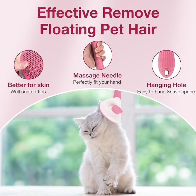 Self Cleaning Slicker Brush for Dogs & Cats, Grooming Dog Brush Cat Brush Haired Dogs, Pet Supplies Accessories, Pink