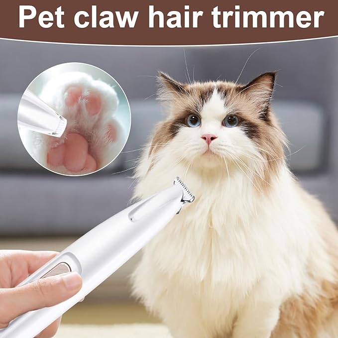 Dog Paw Trimmer,2025 Upgrades Dog Paw Trimmer with LED Light,18 mm Widen Blade, 35 dB Low Noise,Rechargeable Pet Electric Hair Clipper for Dogs and Cats