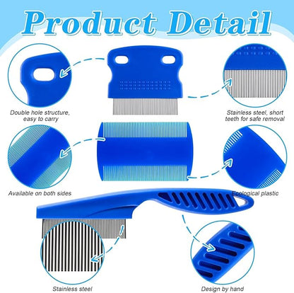 6 Pieces Pets Grooming Comb Kit Flea Lice Combs Pet Eye Tear Stain Remover Combs for Small Dogs Puppies Cats Remove Knots Crust Mucus Floating Hair