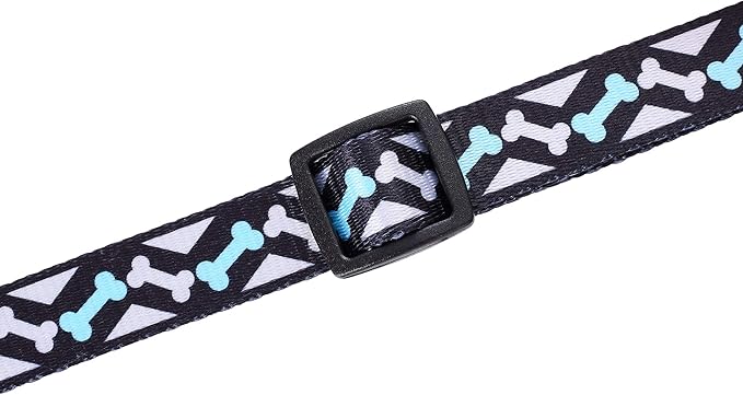 Mile High Life Dog Collar | Cute Puppy Collars | Lightweight Girl Dog Collar | Soft Boy Dog Collars | w Paws Bones Mustache Pattern (Black,Large)