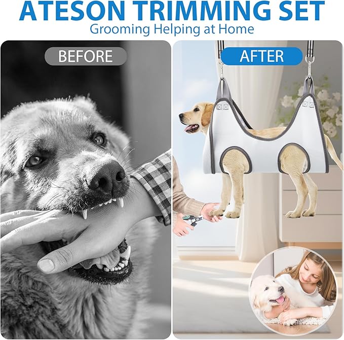 Pet Grooming Hammock Harness for Large Giant Dogs Nail Trimming, Dog Sling for Cutting Nails, Dog Hanging Holder Hanger with Nail Clippers, Nail File, Scissors XXXL