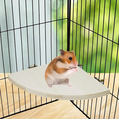 Wontee Bird Perch Stand 2 Pack Wooden Platform Corner Ledge for Budgies Cockatiels Conures African Greys Rats Gerbils Chinchillas Squirrels (M (6.7"x6.7")