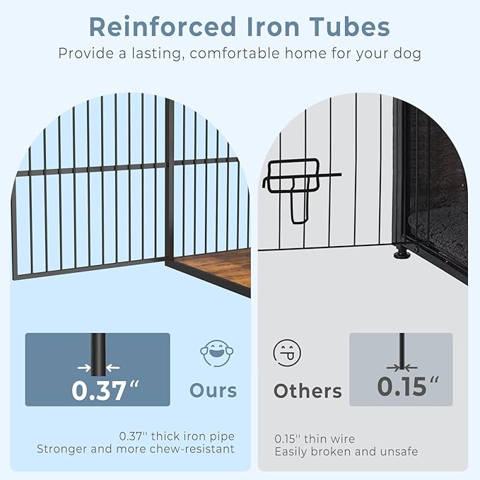 86.62''Dog Crate Furniture Large Breed TV Stand with Double Rooms,Wooden Dog Kennel Dog Crate End Table with Removable Divider for Large Medium Dogs, Can Use Separately, Brown
