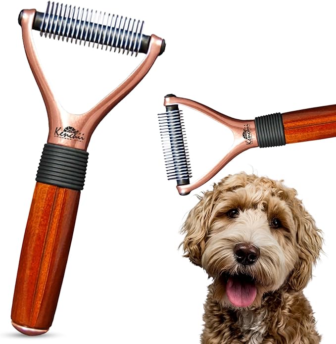 Kenchii Luxury Pet Grooming Rake - Enhance Your Pet's Coat with Precision - Dematting Undercoat Rake for Dogs, Cats - Dog Brush for Shedding