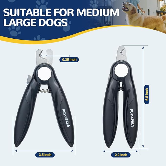 PUP&PALS Large/Medium Dog Nail Clipper with Sharp Stainless Steel Blade, Anti-Slip Grip and Heavy Duty Design Dog Nail Trimmersï¼_asy Cutting for Thick Claws and Toenails
