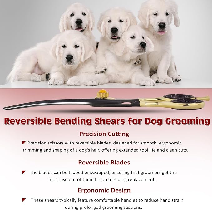 Dog Grooming Scissor - Professional Down-curved Shear with Ergonomic Handle Japanese Stainless Steel Trimming Scissor for Dogs, Cats and Other Pets, Sharp (Straight Curved)