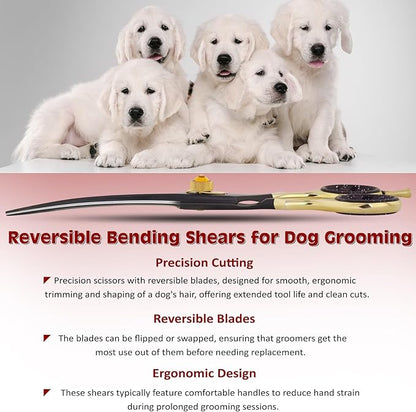 Dog Grooming Scissor - Professional Down-curved Shear with Ergonomic Handle Japanese Stainless Steel Trimming Scissor for Dogs, Cats and Other Pets, Sharp (Straight Curved)