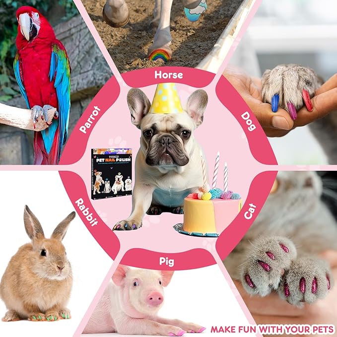 7 Colors Quick Dry Dog Nail Polish Kit Pet Safe Polish Pens for Puppy Nail Art & Paw Care Easy-Apply, Odorless Formula for Dogs & Cats