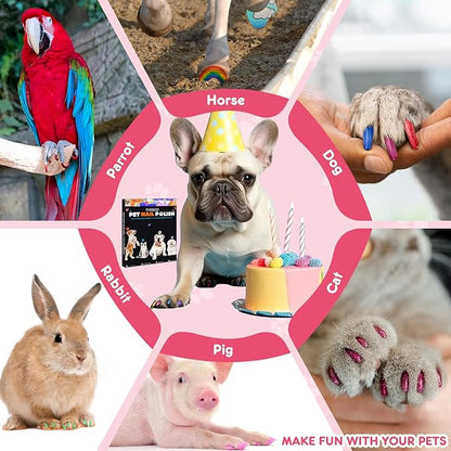 7 Colors Quick Dry Dog Nail Polish Kit Pet Safe Polish Pens for Puppy Nail Art & Paw Care Easy-Apply, Odorless Formula for Dogs & Cats