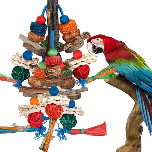 Bird Toys,Parrot Toys Exciting Chewing Fun for Parakeets,Cockatiels,Conures,Lovebirds,African Gray Cockatoos Amazon And Other Small Medium-Sized Parrot Natural Corn Cob Sturdy Nut (old bark)