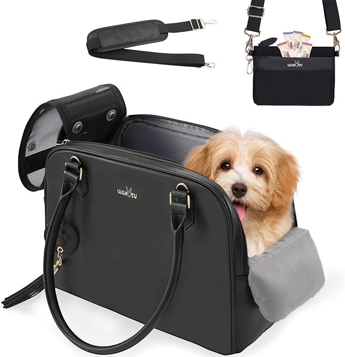 Small Dog Carrier, Dog Travel Bag Puppy Carrier Dog Purse Carrier for Small Dogs Cat Soft-Sided Carriers Pet Handbag (16.92x9.45x12.2 Inches)