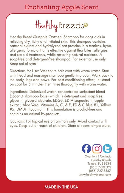 Healthy Breeds Basenji Apple Oatmeal Dog Shampoo - All Natural, Tearless & Hypoallergenic Cleanser & Conditioner - Best for Dry, Itchy or Irritated Skin - 8 oz