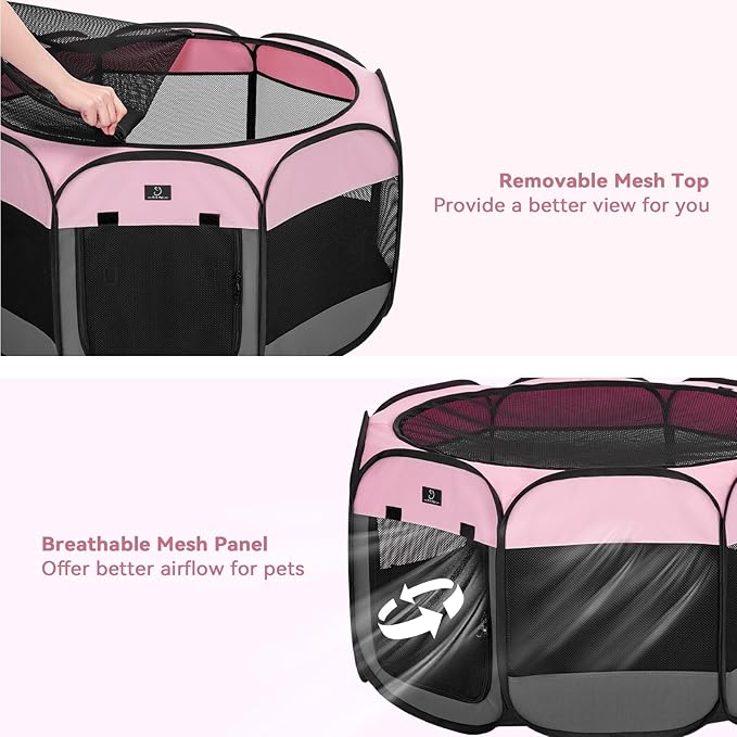A 4 Pet Portable Cat Play Pen for Cats, 27" Foldable Kitten Playpen for Puppy/Cat/Rabbit/Chick, with Removable Zipper Top & Mesh Panel(11_ _ 7.5_)