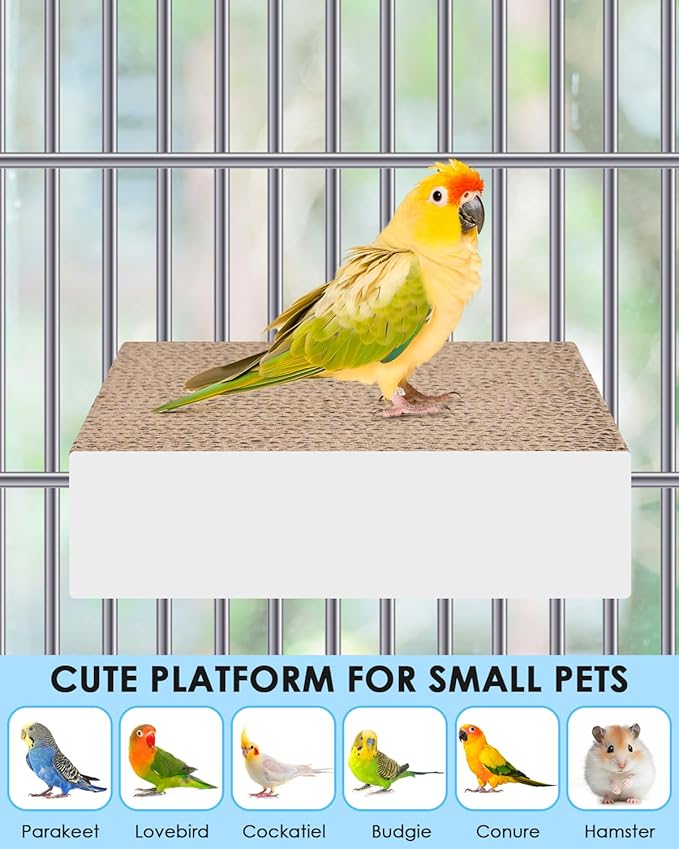 KATUMO Parrot Toys, 7 Inch Conure Shredder Foraging Toys Bird Perch Stand Cardboard Cockatiel Chew Toys for Parakeet Canary Conure Mynah Small Parrots