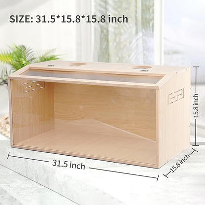 31.5 inch Wooden Hamster Cage, Large Habitat, Openable Top, Transparent Acrylic for Interior View, Ventilated, Easy to Clean, for Syrian Hamster, Dwarf Hamster, Gerbil, Other Small Pet Animals