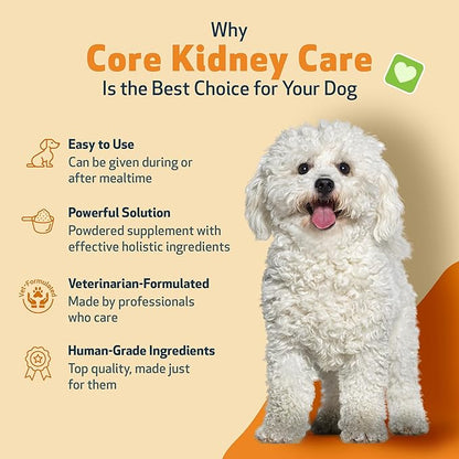 Pet Wellbeing Core Kidney Care for Dogs - Daily Phosphate Binder, Supports Healthy Kidney Function with FOS, Chitosan, Probiotics - Veterinarian-Formulated 5.08 oz (144 g) Powder