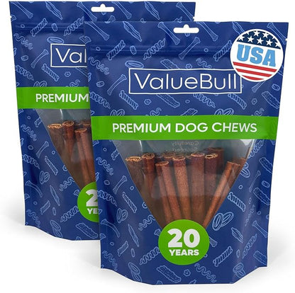 ValueBull USA Collagen Sticks for Dogs, 6 Inch Medium Chews, Natural Long-Lasting Dog Treats, 50 Count - Promotes Joint, Skin & Coat Health with Glucosamine and Chondroitin